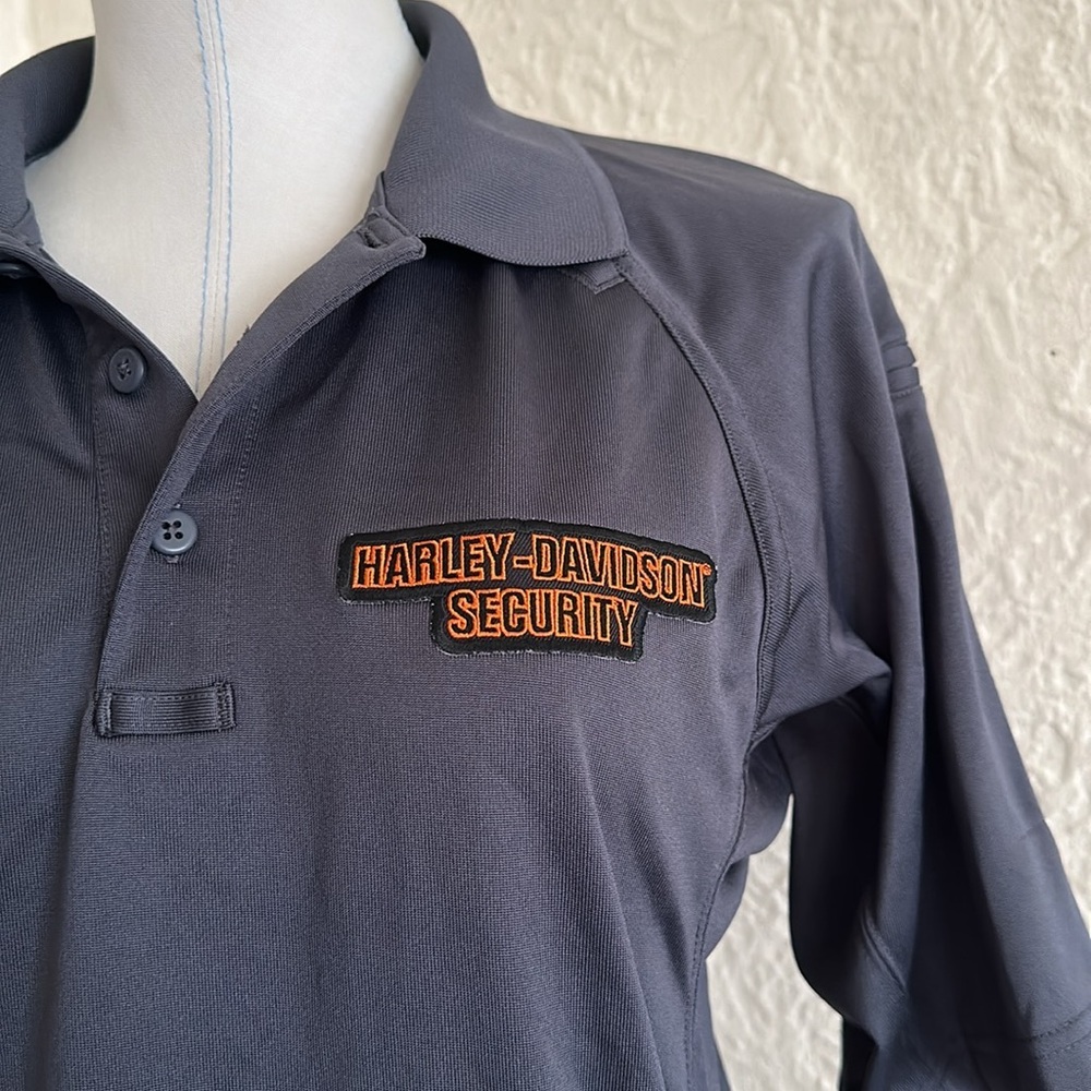 Harley-Davidson Genuine Work Wear Gray Polo Shirt Security 1 Logo - Picture 3 of 10